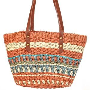 Straw Braided Bag with Free Earrings